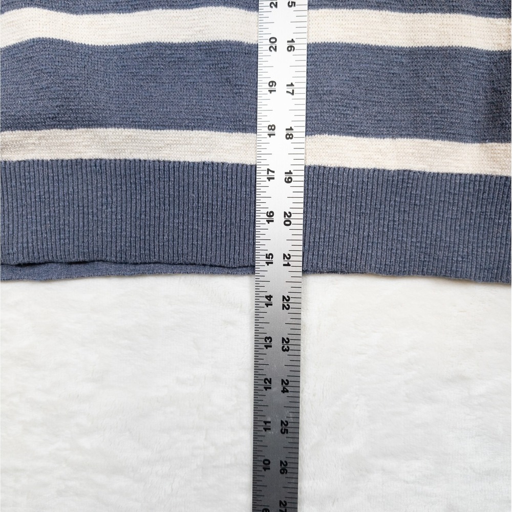 Madewell Henley Hoodie Women S Blue Oversized Coastal Preppy Nautical Cabin Cozy - Picture 10 of 15
